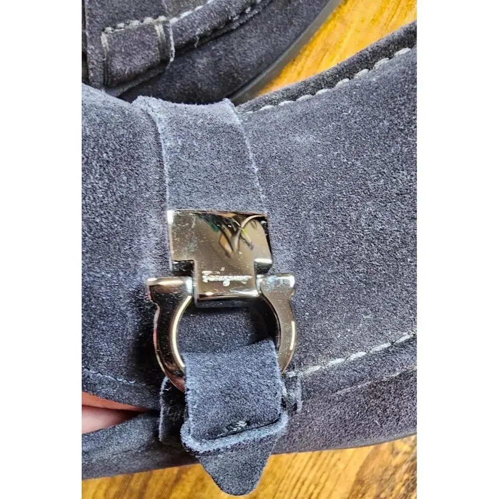 Men's Salvatore‎ Ferragamo Gancini Buckle Dark Navy Suede Loafer US Size 8.5 EUC